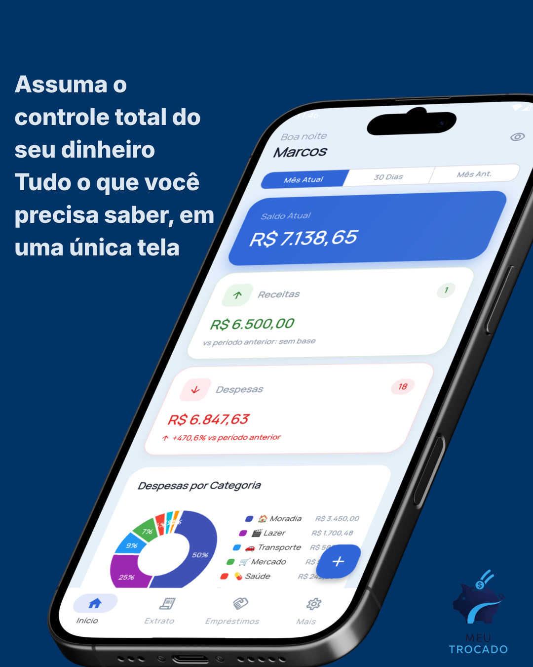 Tela 1 do aplicativo Meu Trocado