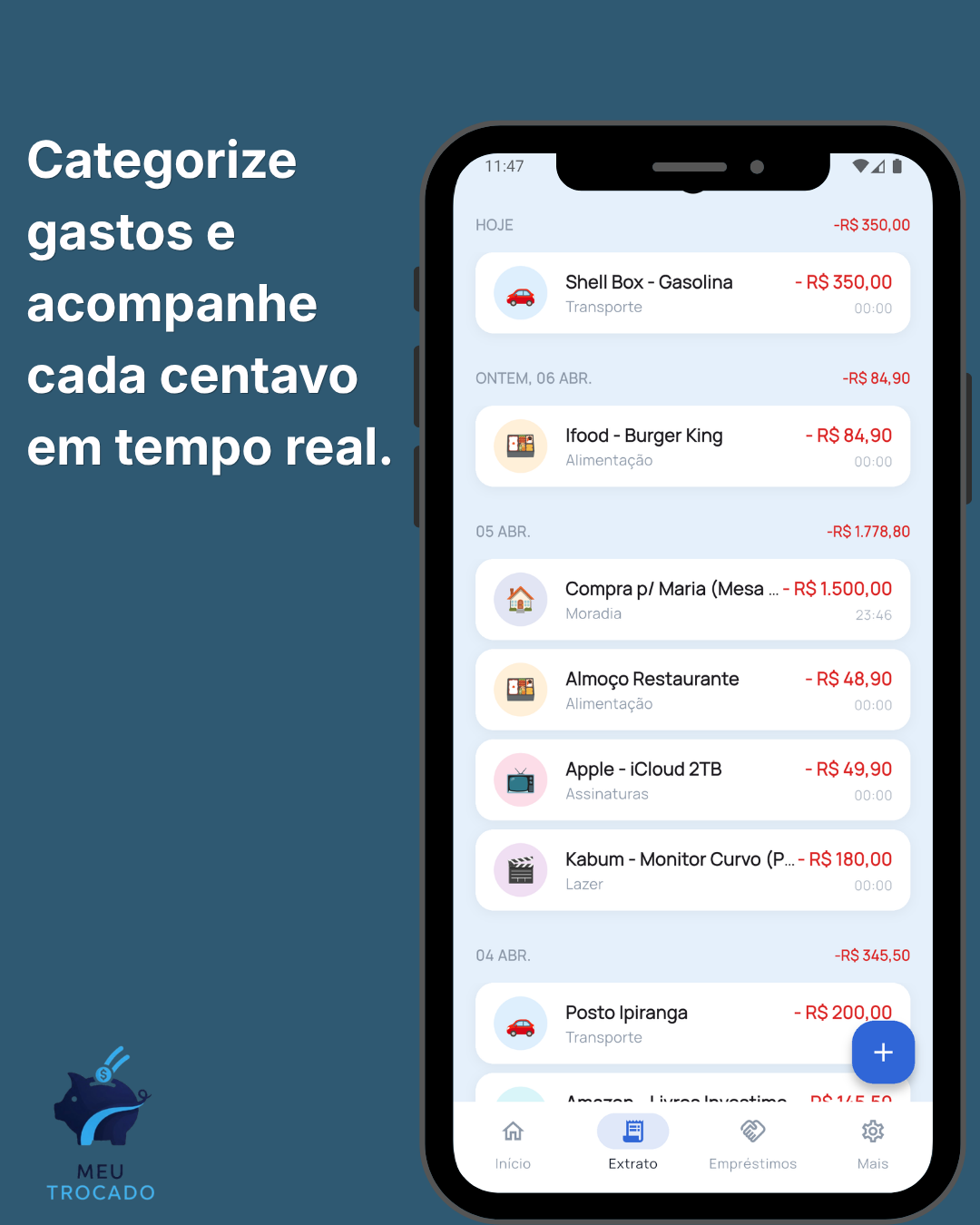Tela 2 do aplicativo Meu Trocado